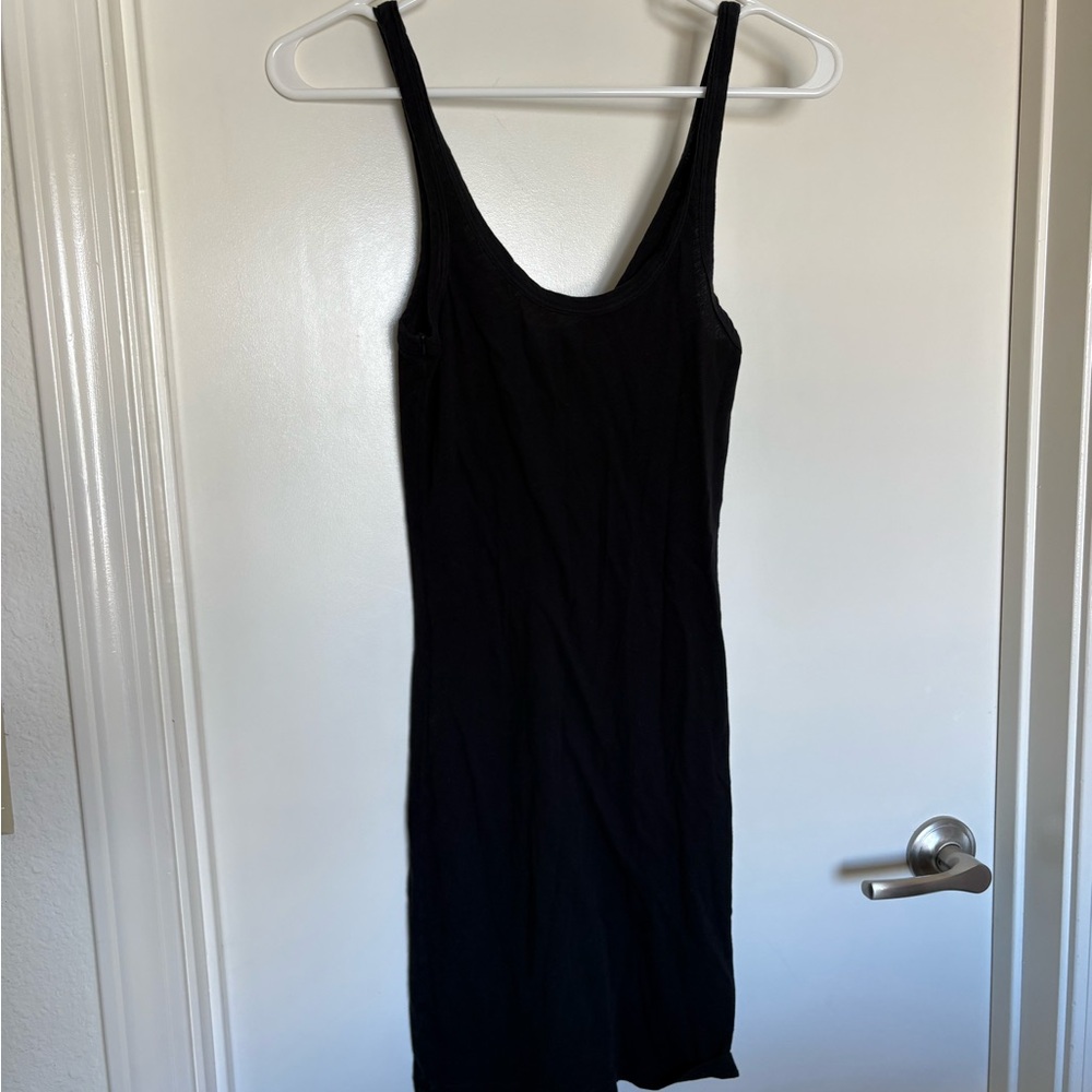 James Perse Black Ribbed Scoop Neck Tank Mini Dress - Size 1
